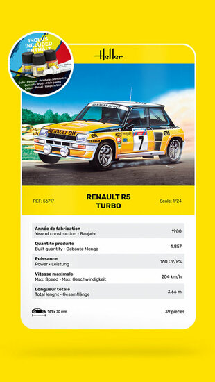 Heller 56717 STARTER KIT Renault R5 Turbo Bouwpakket Schaal 1:24