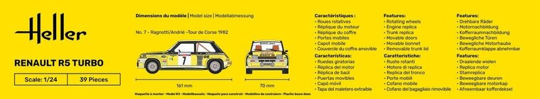 Heller 56717 STARTER KIT Renault R5 Turbo Bouwpakket Schaal 1:24