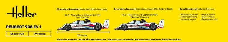 Heller 56718 STARTER KIT Peugeot 905 EV 1 Bouwpakket Schaal 1:24