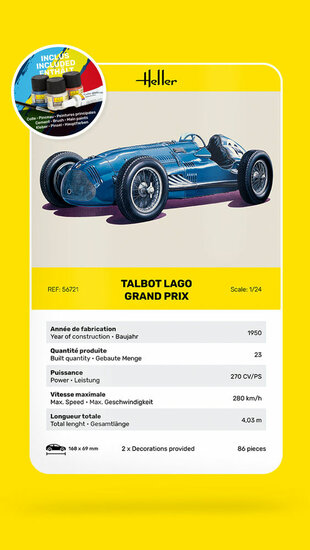 Heller 56721 STARTER KIT Talbot Lago Grand Prix Bouwpakket Schaal 1:24