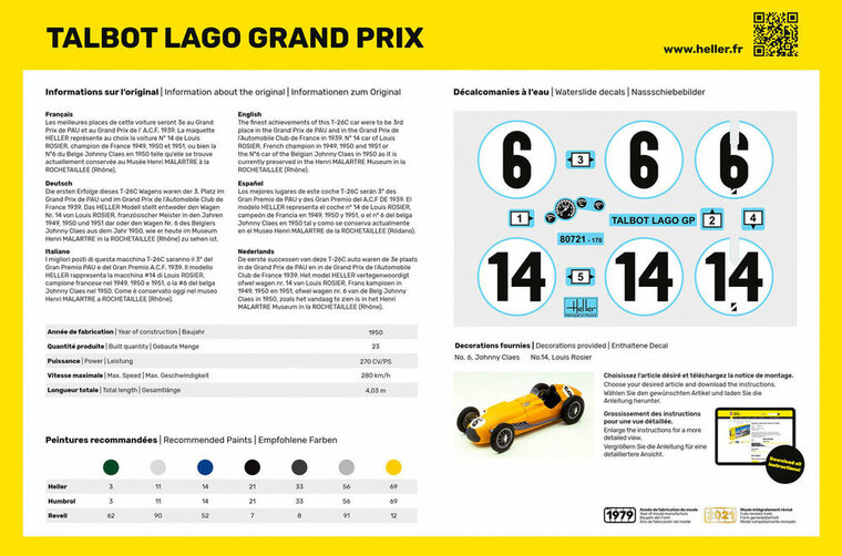 Heller 56721 STARTER KIT Talbot Lago Grand Prix Bouwpakket Schaal 1:24