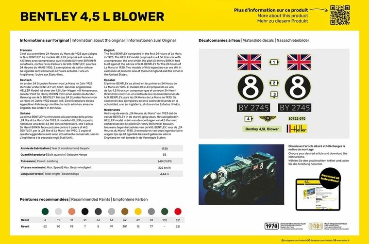 Heller 56722 STARTER KIT Bentley Blower Bouwpakket Schaal 1:24