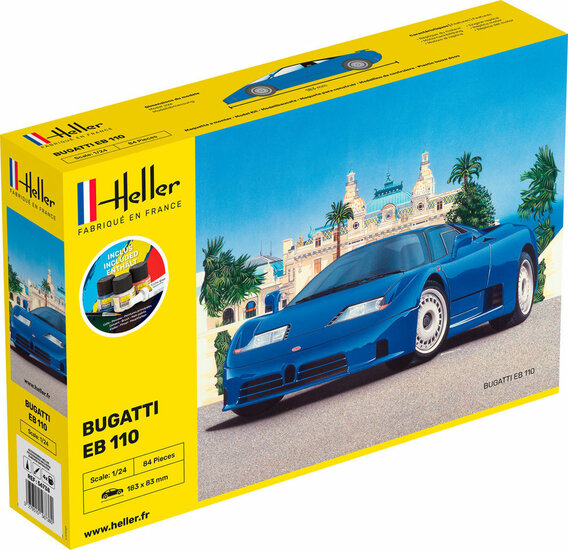 Heller 56738 STARTER KIT BUGATTI EB 110 Bouwpakket Schaal 1:24
