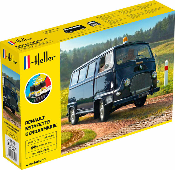 Heller 56742 STARTER KIT RENAULT Estafette Gendarmerie New Mould Bouwpakket Schaal 1:24