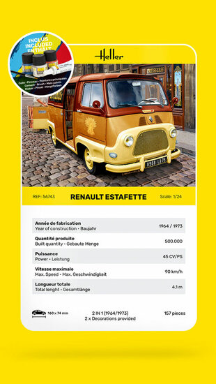 Heller 56743 STARTER KIT RENAULT Estafette New Mould Bouwpakket Schaal 1:24