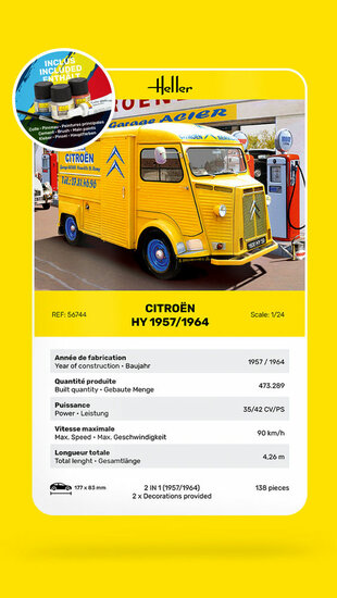 Heller 56744 STARTER KIT CITROEN HY 1957/1964 Bouwpakket Schaal 1:24
