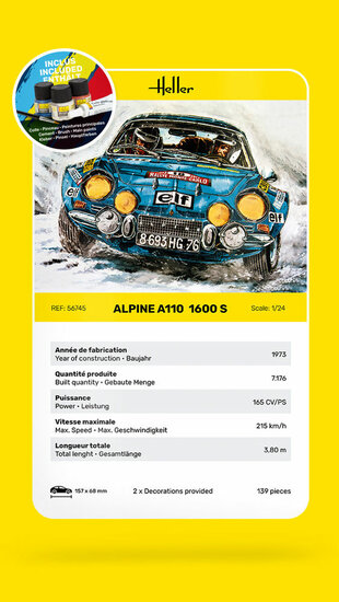 Heller 56745 STARTER KIT Alpine A110 (1600) Bouwpakket Schaal 1:24