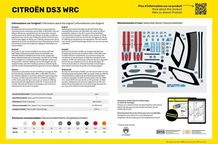 Heller 56758 STARTER KIT Citroen DS3 WRC Bouwpakket Schaal 1:24