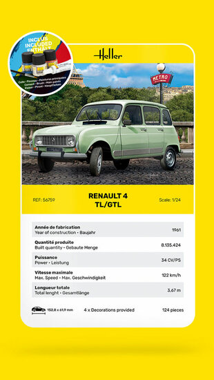 Heller 56759 STARTER KIT Renault 4TL/GTL Bouwpakket Schaal 1:24