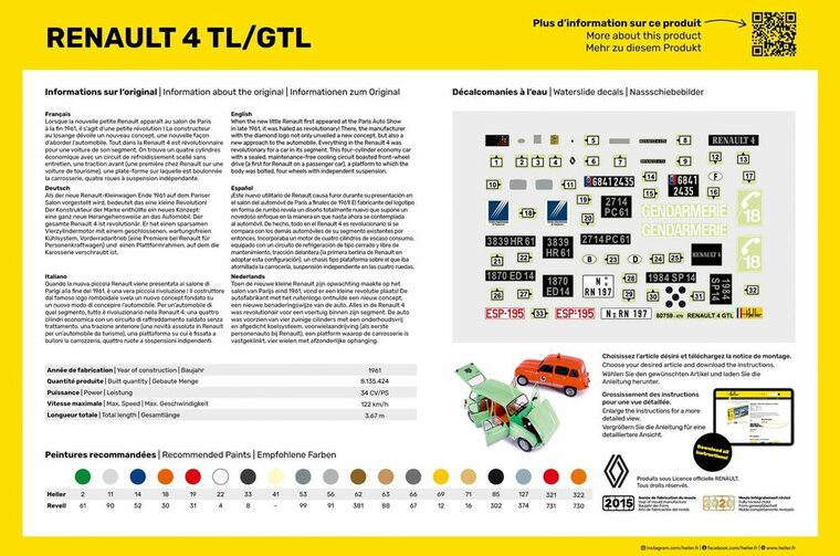 Heller 56759 STARTER KIT Renault 4TL/GTL Bouwpakket Schaal 1:24