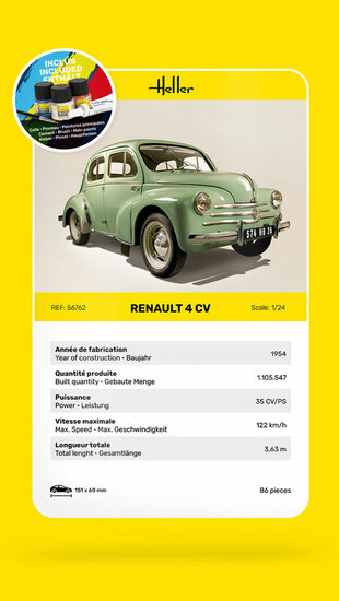 Heller 56762 STARTER KIT Renault 4 CV Bouwpakket Schaal 1:24