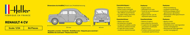 Heller 56762 STARTER KIT Renault 4 CV Bouwpakket Schaal 1:24