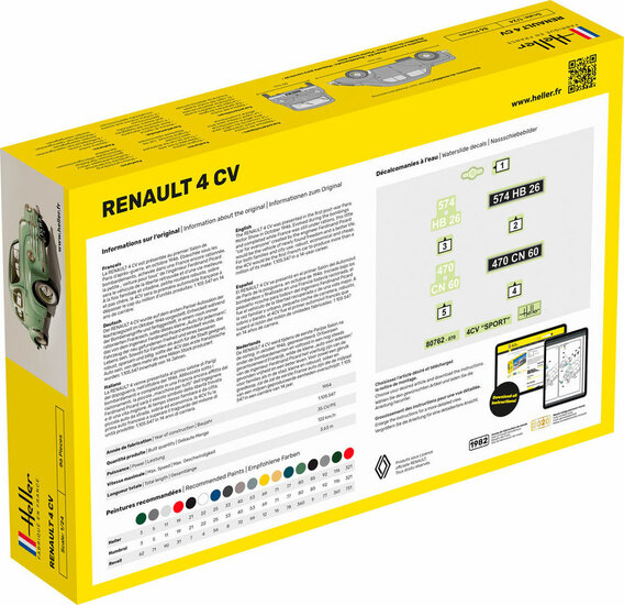 Heller 56762 STARTER KIT Renault 4 CV Bouwpakket Schaal 1:24
