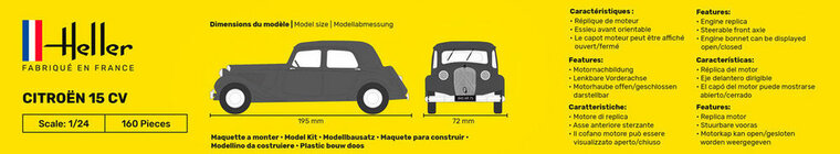 Heller 56763 STARTER KIT Citroen 15 CV Bouwpakket Schaal 1:24