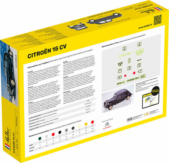 Heller 56763 STARTER KIT Citroen 15 CV Bouwpakket Schaal 1:24