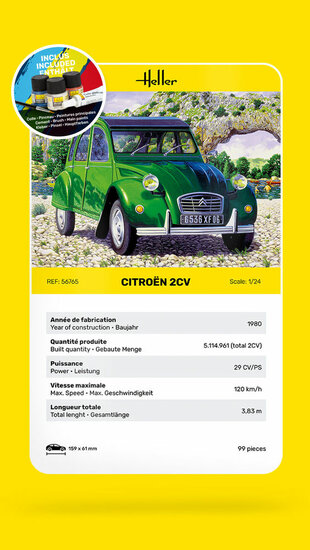 Heller 56765 STARTER KIT Citroen 2 CV Bouwpakket Schaal 1:24