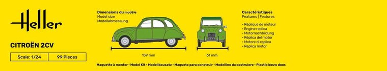 Heller 56765 STARTER KIT Citroen 2 CV Bouwpakket Schaal 1:24