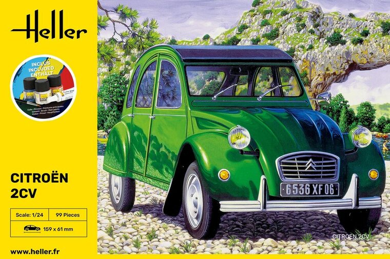 Heller 56765 STARTER KIT Citroen 2 CV Bouwpakket Schaal 1:24