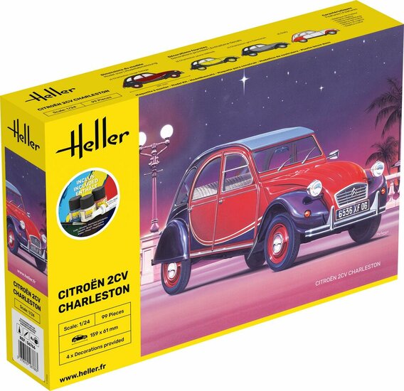 Heller 56766 STARTER KIT Citroen 2CV Charleston Bouwpakket Schaal 1:24