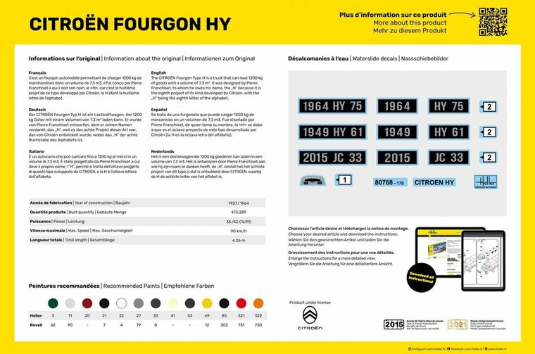 Heller 56768 STARTER KIT Citroen Fourgon Hy "Tube Bouwpakket Schaal 1:24