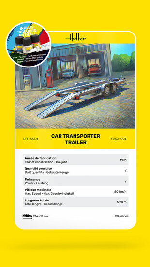 Heller 56774 STARTER KIT Car Transporter Trailer Bouwpakket Schaal 1:24