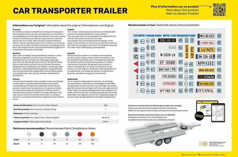 Heller 56774 STARTER KIT Car Transporter Trailer Bouwpakket Schaal 1:24