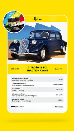 Heller 56799 STARTER KIT Citroen 15 SIX Traction Avant Bouwpakket Schaal 1:8