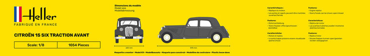 Heller 56799 STARTER KIT Citroen 15 SIX Traction Avant Bouwpakket Schaal 1:8