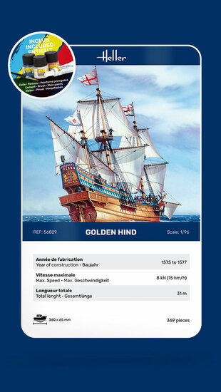 Heller 56829 STARTER KIT Golden Hind Bouwpakket Schaal 1:96