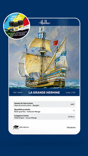 Heller 56841 STARTER KIT La Grande Hermine Bouwpakket Schaal 1:150