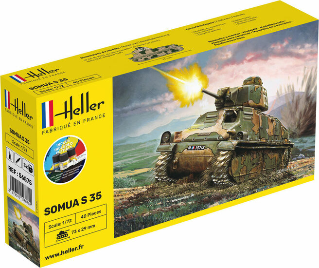 new72-Heller 56875 STARTER KIT Somua S35 Bouwpakket Schaal 1:72