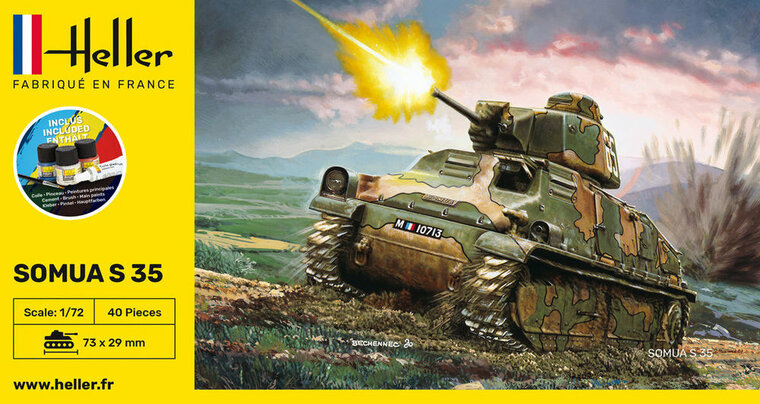 new72-Heller 56875 STARTER KIT Somua S35 Bouwpakket Schaal 1:72