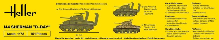 Heller 56892 STARTER KIT M4 Sherman D-Day Bouwpakket Schaal 1:72