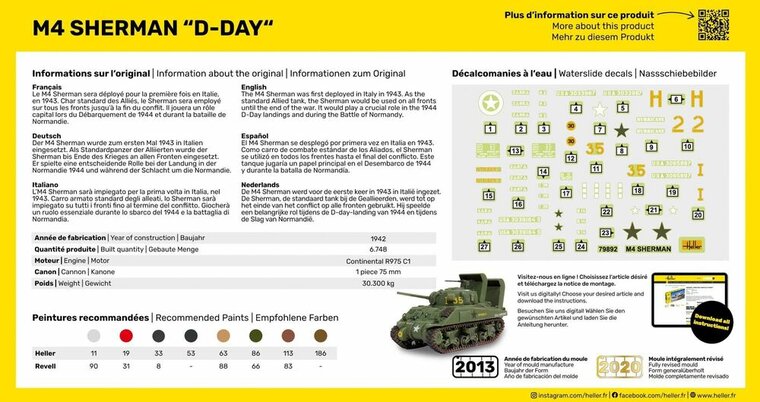 Heller 56892 STARTER KIT M4 Sherman D-Day Bouwpakket Schaal 1:72