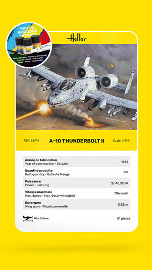Heller 56912 STARTER KIT A-10 Thunderbolt II Bouwpakket Schaal 1:144