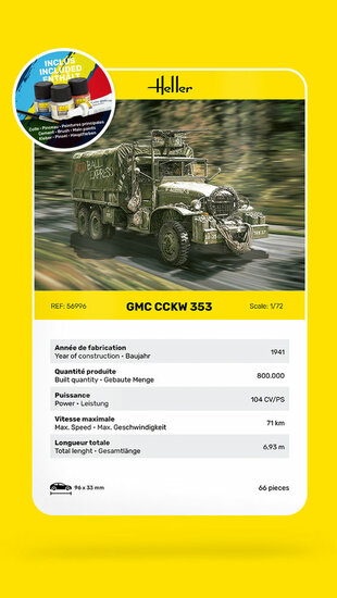 Heller 56996 STARTER KIT GMC CCKW 352 Bouwpakket Schaal 1:72