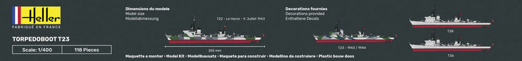 Heller 57011 STARTER KIT Torpedoboot T23 Bouwpakket Schaal 1:400