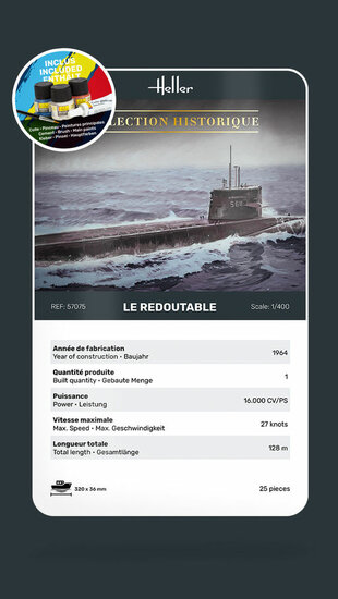 Heller 57075 STARTER KIT U-Boot S/M Redoutable Bouwpakket Schaal 1:400