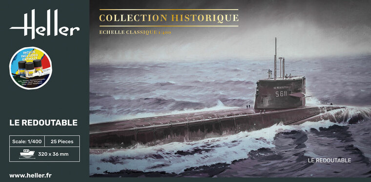 Heller 57075 STARTER KIT U-Boot S/M Redoutable Bouwpakket Schaal 1:400
