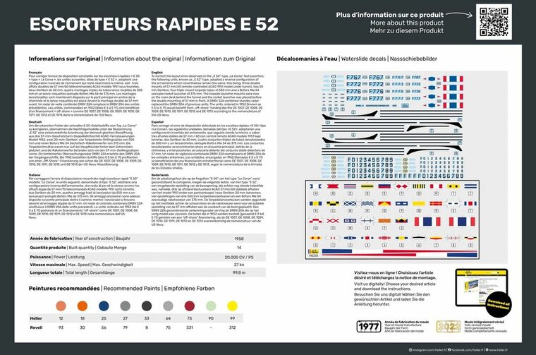 Heller 57094 STARTER KIT Escorteurs Rapides E 52 Collection Historique Bouwpakket Schaal 1:400