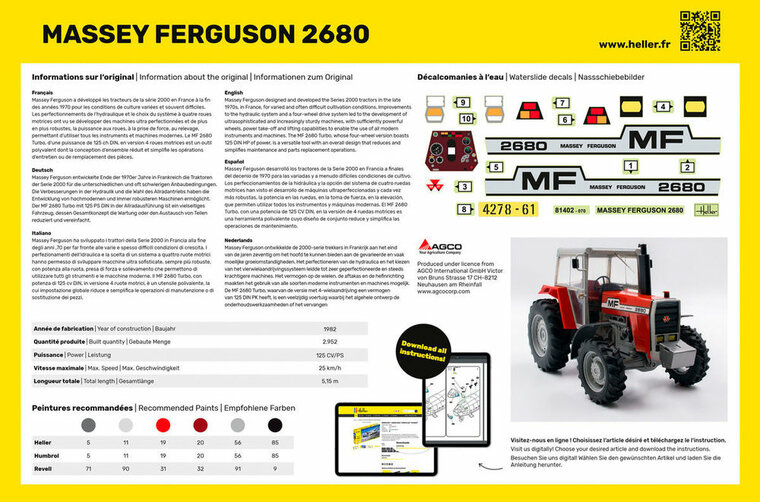 Heller 57402 STARTER KIT Massey Ferguson 2680 Bouwpakket Schaal 1:24