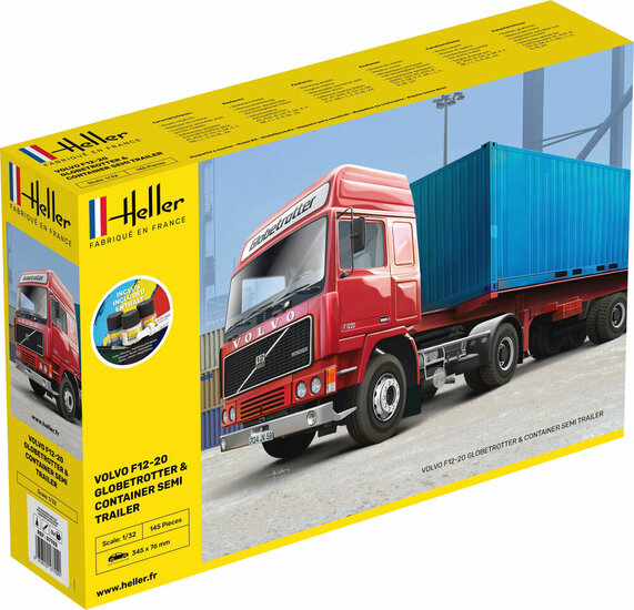Heller 57702 STARTER KIT F12-20 Globetrotter & Container semi trailer Bouwpakket Schaal 1:32