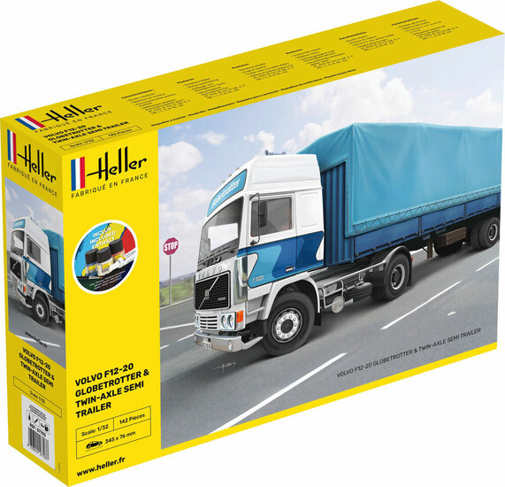 Heller 57703 STARTER KIT F12-20 Globetrotter & Twin-Axle Semi trailer Bouwpakket Schaal 1:32