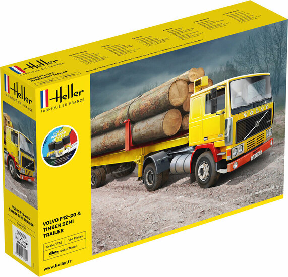 Heller 57704 STARTER KIT F12-20 & Timber Semi Trailer Bouwpakket Schaal 1:32