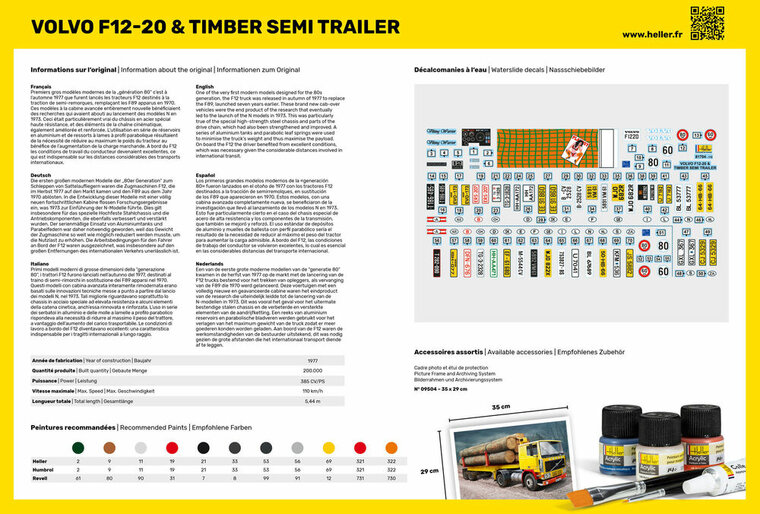 Heller 57704 STARTER KIT F12-20 & Timber Semi Trailer Bouwpakket Schaal 1:32
