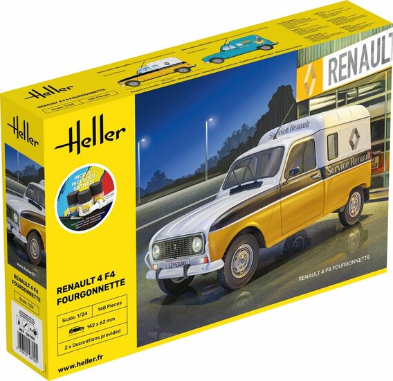 Heller 58700 STARTER KIT Renault 4 Fourgonette F4 Bouwpakket Schaal 1:24