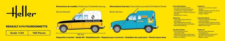 Heller 58700 STARTER KIT Renault 4 Fourgonette F4 Bouwpakket Schaal 1:24