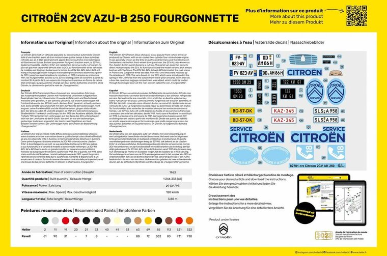 Heller 58701 STARTER KIT Citroen 2CV Fourgonette AK 250 Bouwpakket Schaal 1:24