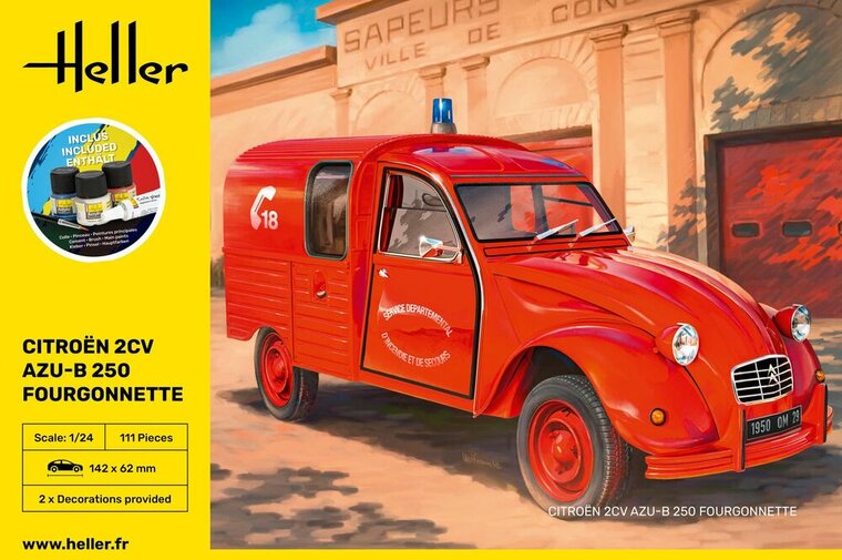 Heller 58701 STARTER KIT Citroen 2CV Fourgonette AK 250 Bouwpakket Schaal 1:24