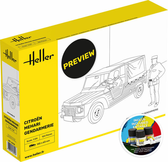 Heller 58702 STARTER KIT Citroen Mehari Gendarmerie Bouwpakket Schaal 1:24
